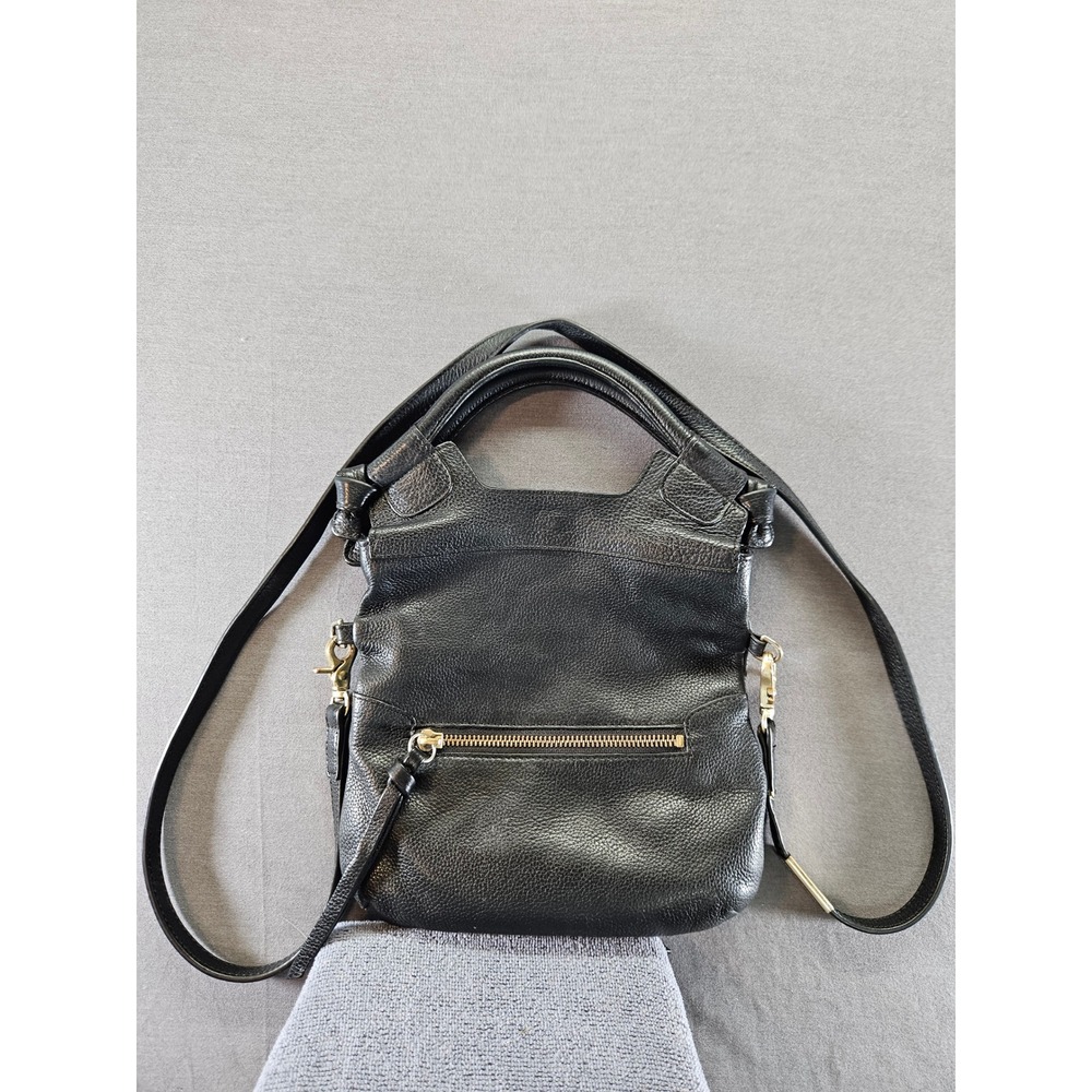 Foley & Corinna Jet Setter Black Pebbled Leather Crossbody Bag (sku 135)